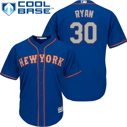 Mets #30 Nolan Ryan Blue(Grey NO.) Cool Base Stitched Youth MLB Jersey